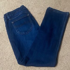 Lee Women's Dark Blue Straight Leg Mid Rise Jeans 12R Casual Academia Denim